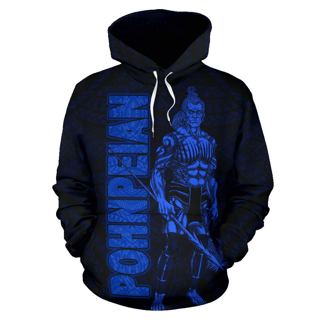 Pohnpei Hoodie Micronesia Pohnpeian Warrior Blue - Polynesian Pride