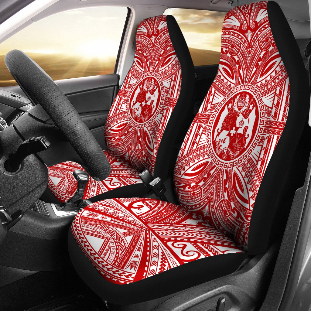 Tonga Car Seat Cover - Tonga Coat Of Arms Polynesian Flag Color Universal Fit Red - Polynesian Pride