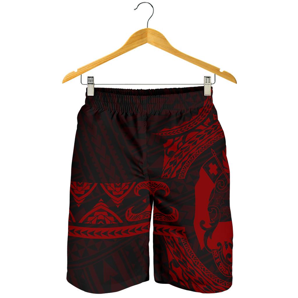 Tonga Polynesian All Over Print Men's Short - Red Version Red - Black - Polynesian Pride