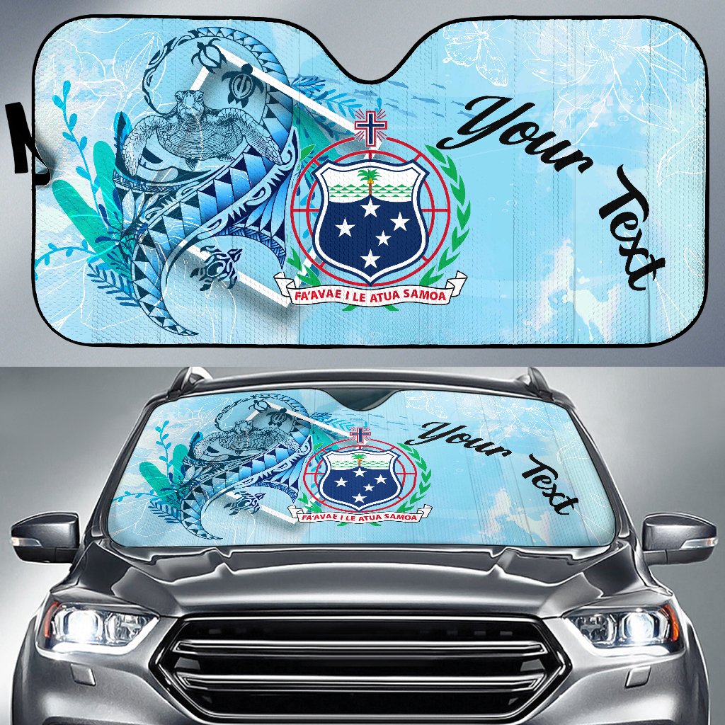 Samoa Auto Sun Shades - Custom Personalised Polynesian Turtle Under The Sea Auto Sun Shade - Samoa Universal Fit Blue - Polynesian Pride