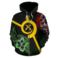 Vanuatu All Over Zip up Hoodie Hibiscus Style - Polynesian Pride