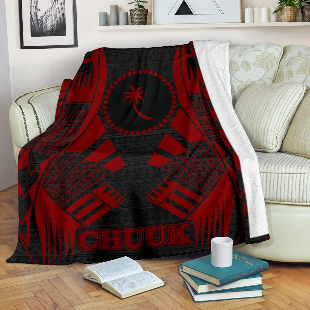 Chuuk States Premium Blanket - Red Tattoo Style White - Polynesian Pride