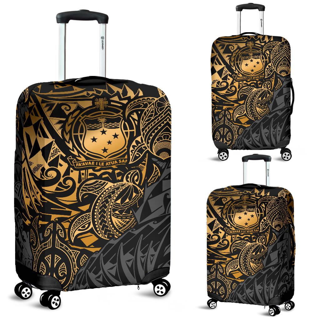 Samoa Polynesian Luggage Covers - Gold Turtle Flowing Gold - Polynesian Pride