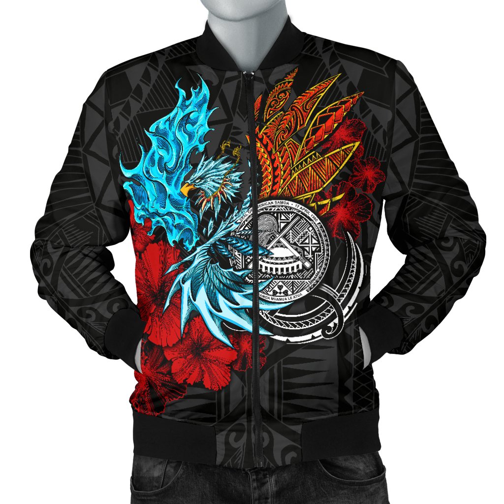 American Samoa Men's Bomber Jacket - Polynesian Eagle Black - Polynesian Pride