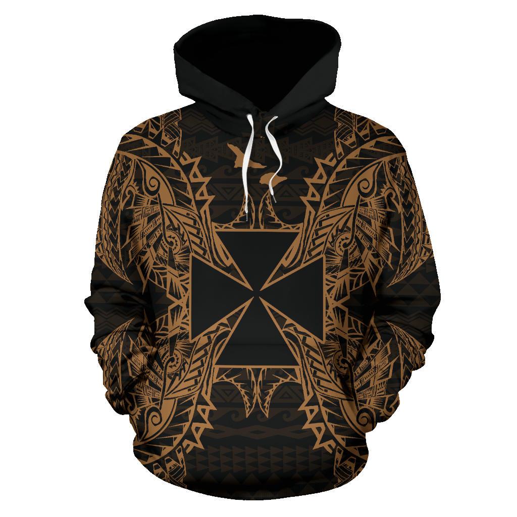 Wallis nd Futuna Polynesian ll Over Hoodie Map Gold - Polynesian Pride