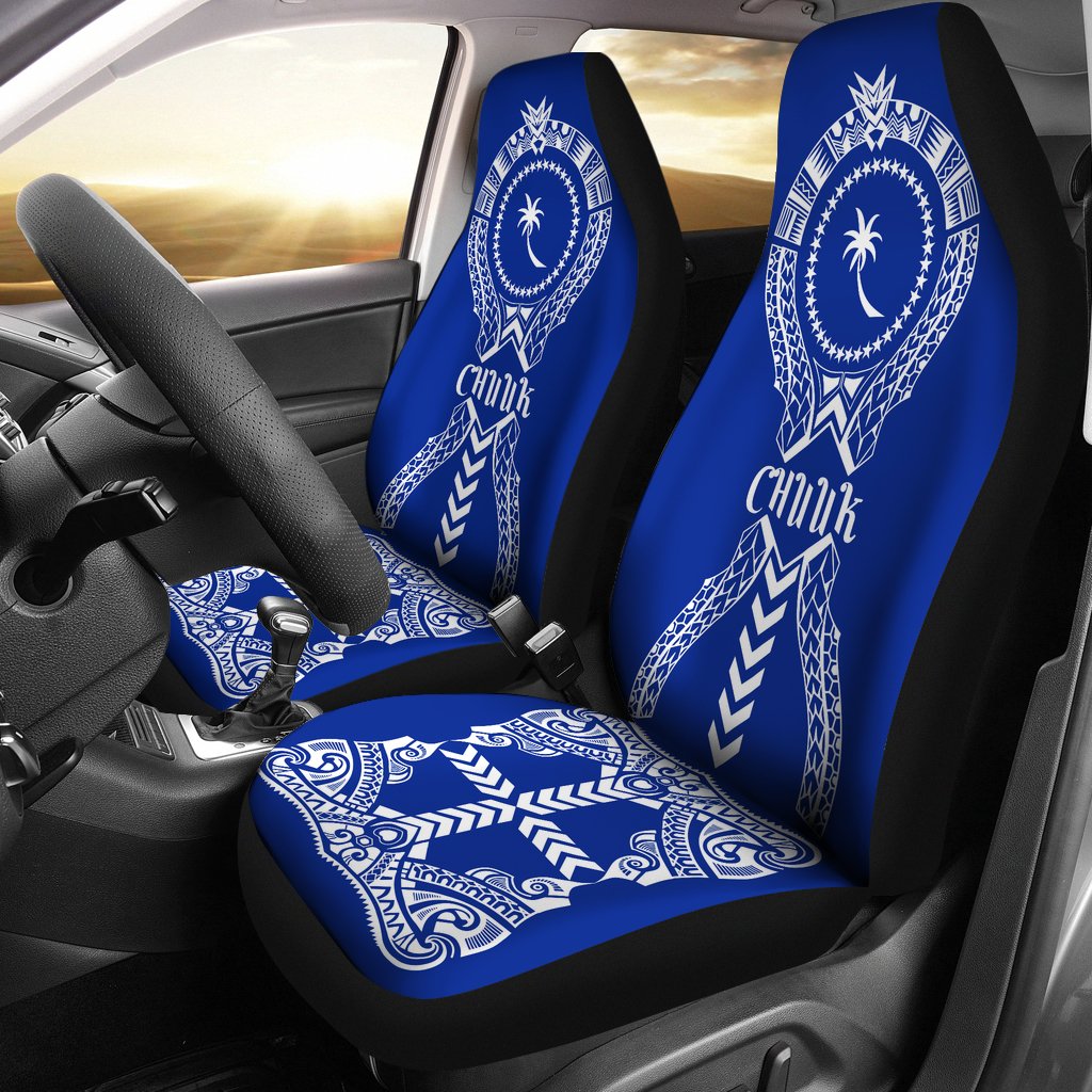 Chuuk Car Seat Covers - Chuuk Flag Micronesian Tribal Blue Universal Fit Blue - Polynesian Pride