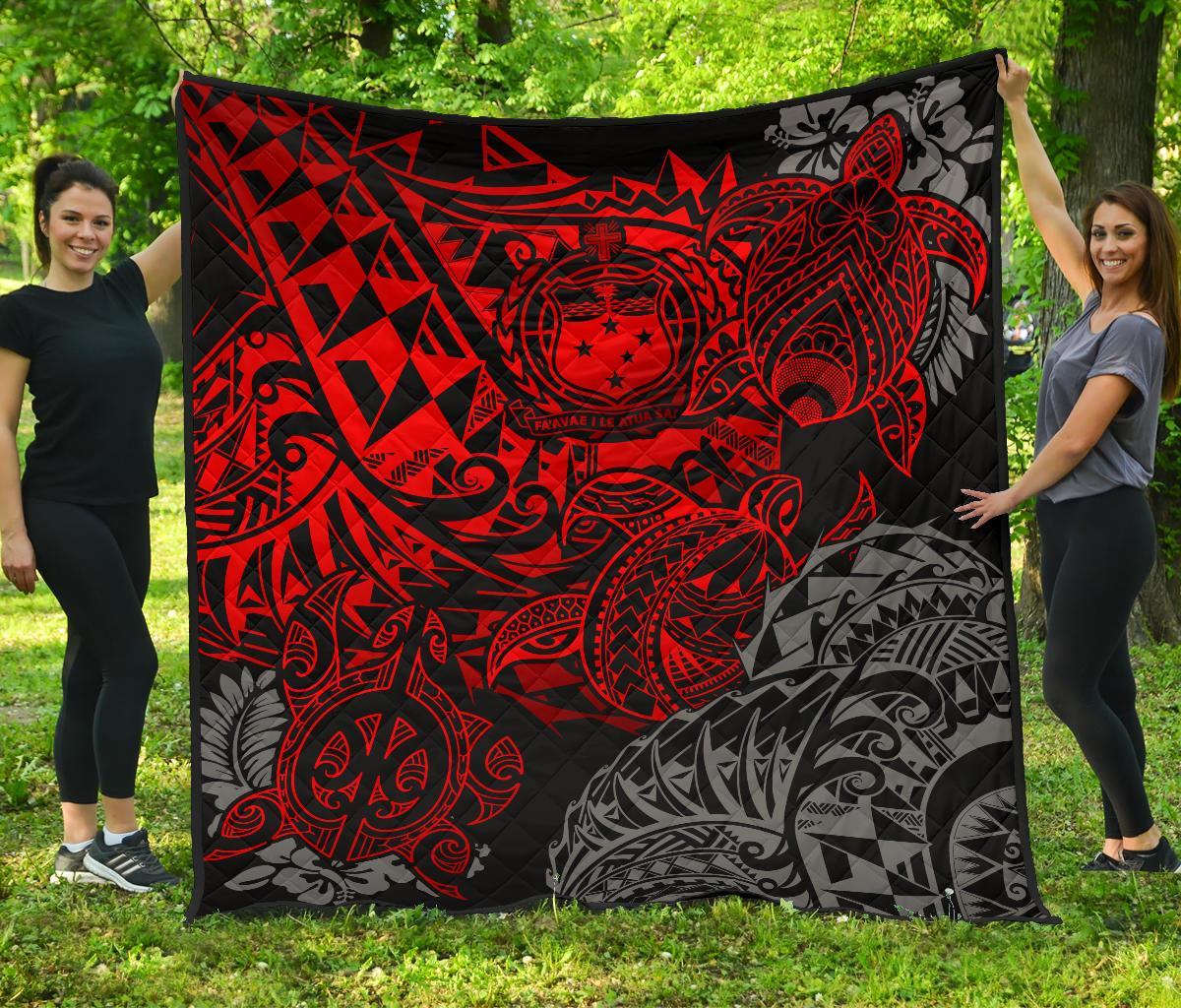 Samoa Polynesian Premium Quilt - Red Turtle Flowing - Polynesian Pride