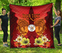 Niue Personalised Premium Quilt - Tribal Tuna Fish Black - Polynesian Pride