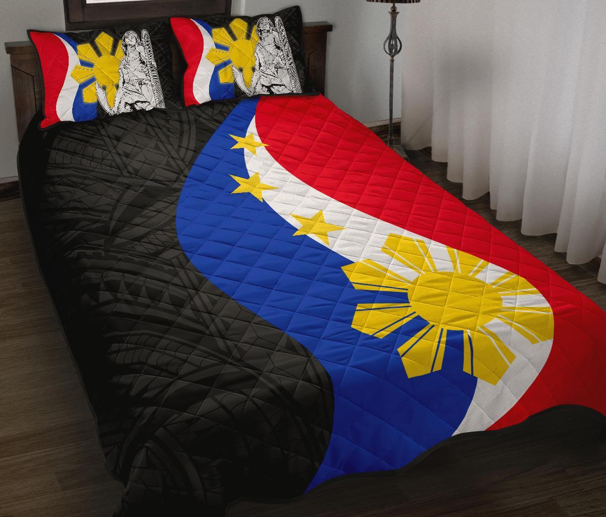 Philippines Quilt Bed Set - King Lapu - Lapu Polynesian Pattern BLACK - Polynesian Pride