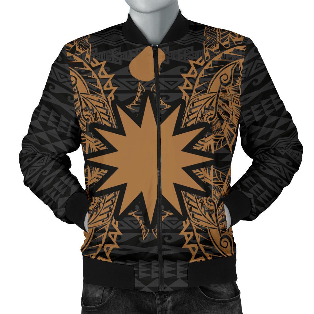Nauru Polynesian Men's Bomber Jacket Map Gold Gold - Polynesian Pride