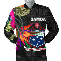 Samoa Men's Bomber Jacket - Polynesian Hibiscus Pattern - Polynesian Pride
