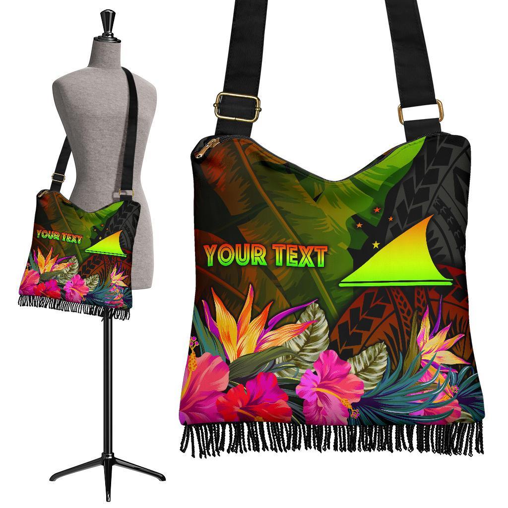 Tokelau Polynesian Personalised Crossbody Boho Handbag - Hibiscus and Banana Leaves - Polynesian Pride