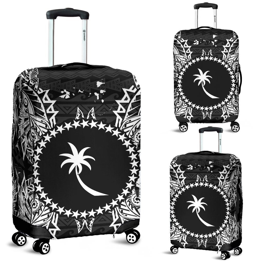 Chuuk Polynesian Luggage Covers Map Black Black - Polynesian Pride