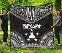 Austral Islands Premium Quilt - Austral Islands Flag Polynesian Chief Black Version - Polynesian Pride