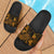 New Caledonia Slide Sandals - Turtle Hibiscus Pattern Gold Black - Polynesian Pride