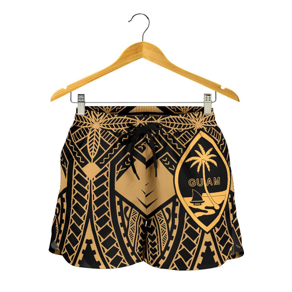 Guam Polynesian Women's Shorts - Guam Gold Seal with Polynesian Tattoo - Polynesian Pride