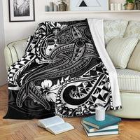 Samoa Premium Blanket - White Shark Polynesian Tattoo White - Polynesian Pride