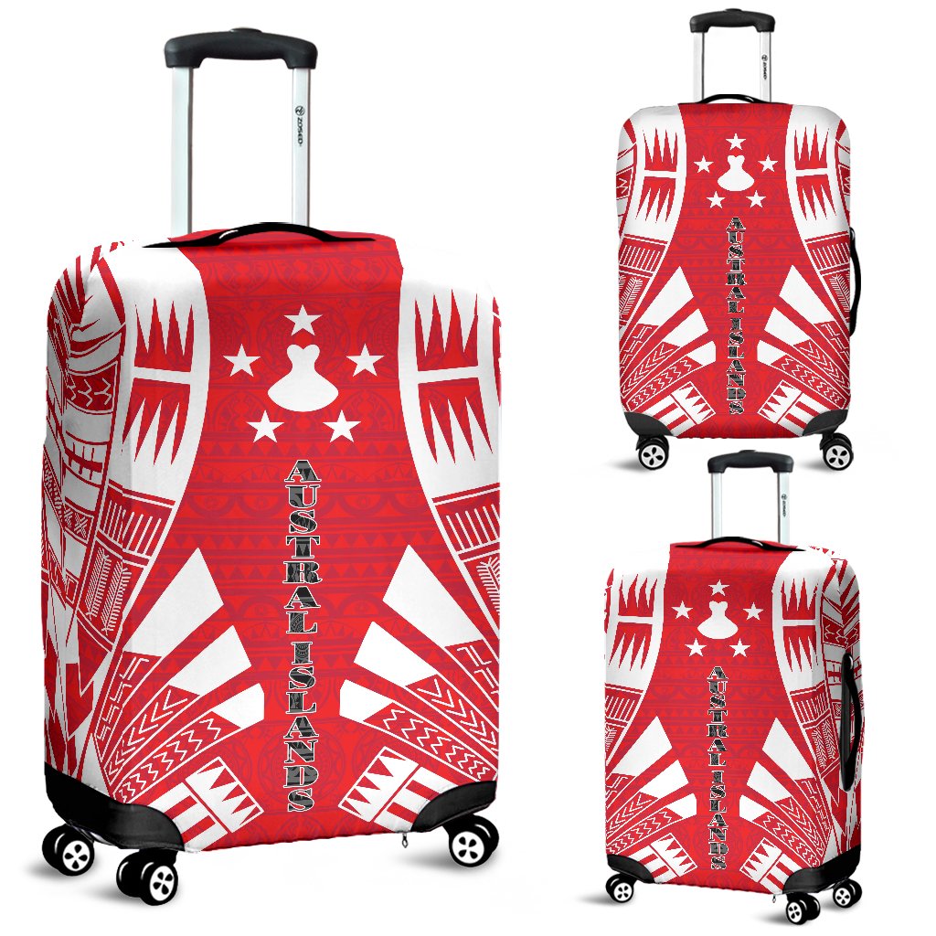 Austral Islands Luggage Cover - Polynesian Tattoo Flag Red - Polynesian Pride