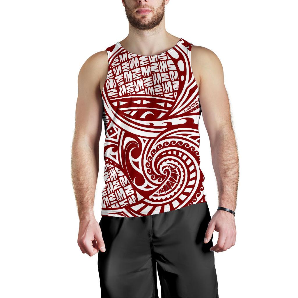 Polynesian Men Tank Top 02 Red-White - Polynesian Pride