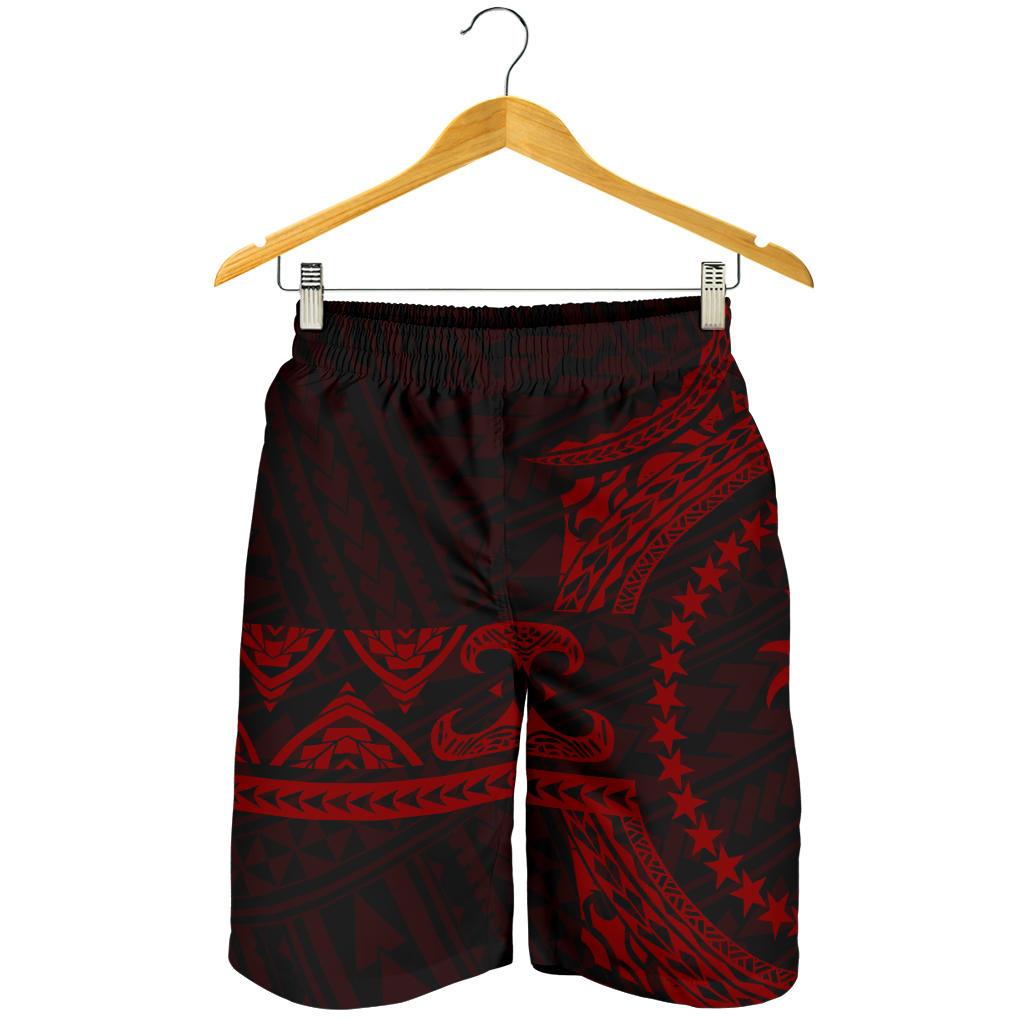 Chuuk Polynesian All Over Print Men's Short - Red Version Red - Black - Polynesian Pride