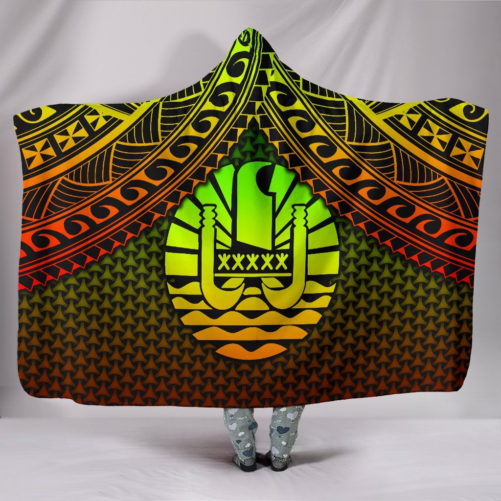 Polynesian Tahiti Hooded Blanket - Reggae Vintage Polynesian Patterns Hooded Blanket Reggae - Polynesian Pride