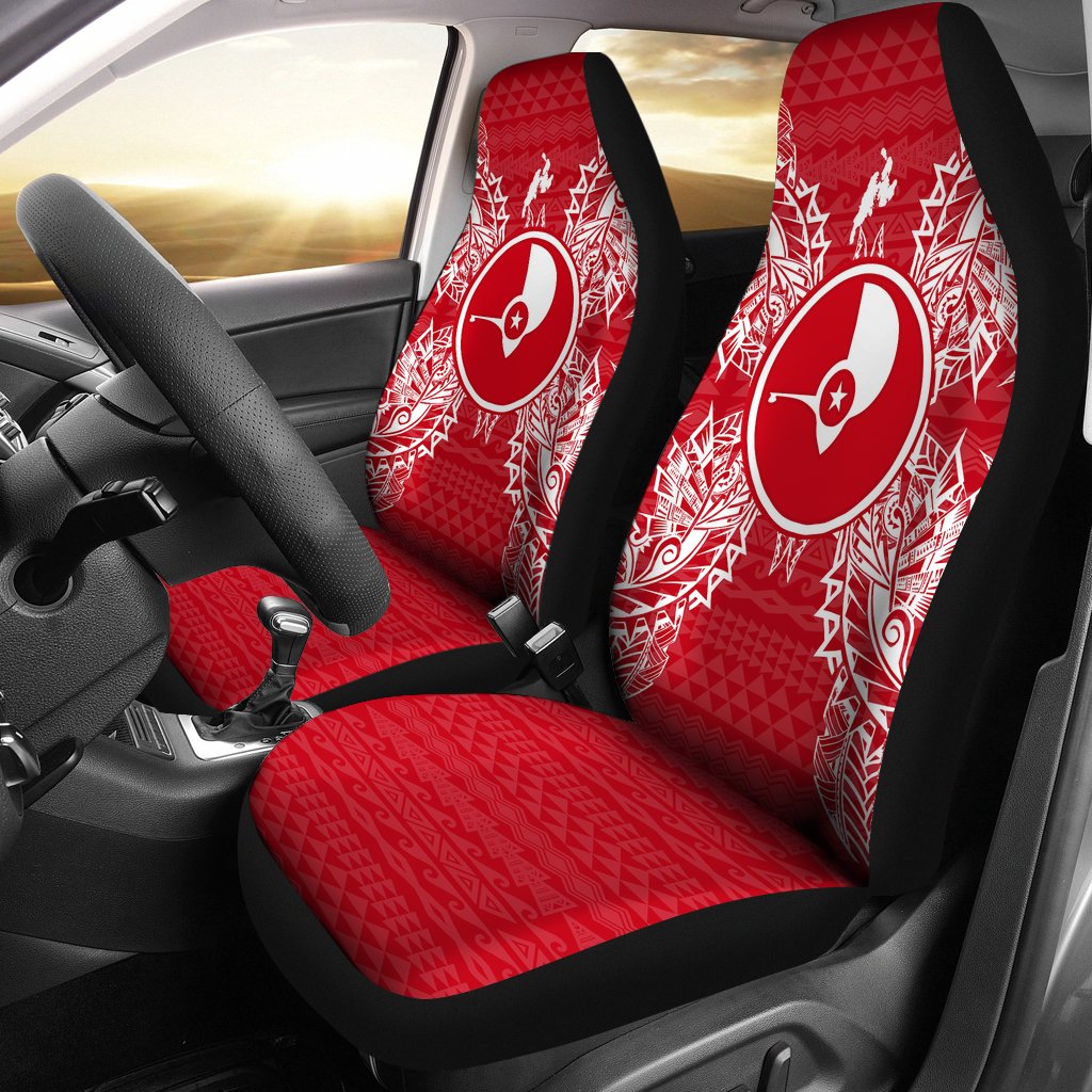 Yap Car Seat Cover - Yap Flag Map Red White Universal Fit Red - Polynesian Pride