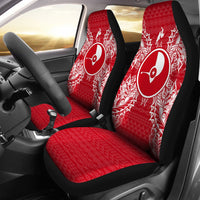 Yap Car Seat Cover - Yap Flag Map Red White Universal Fit Red - Polynesian Pride