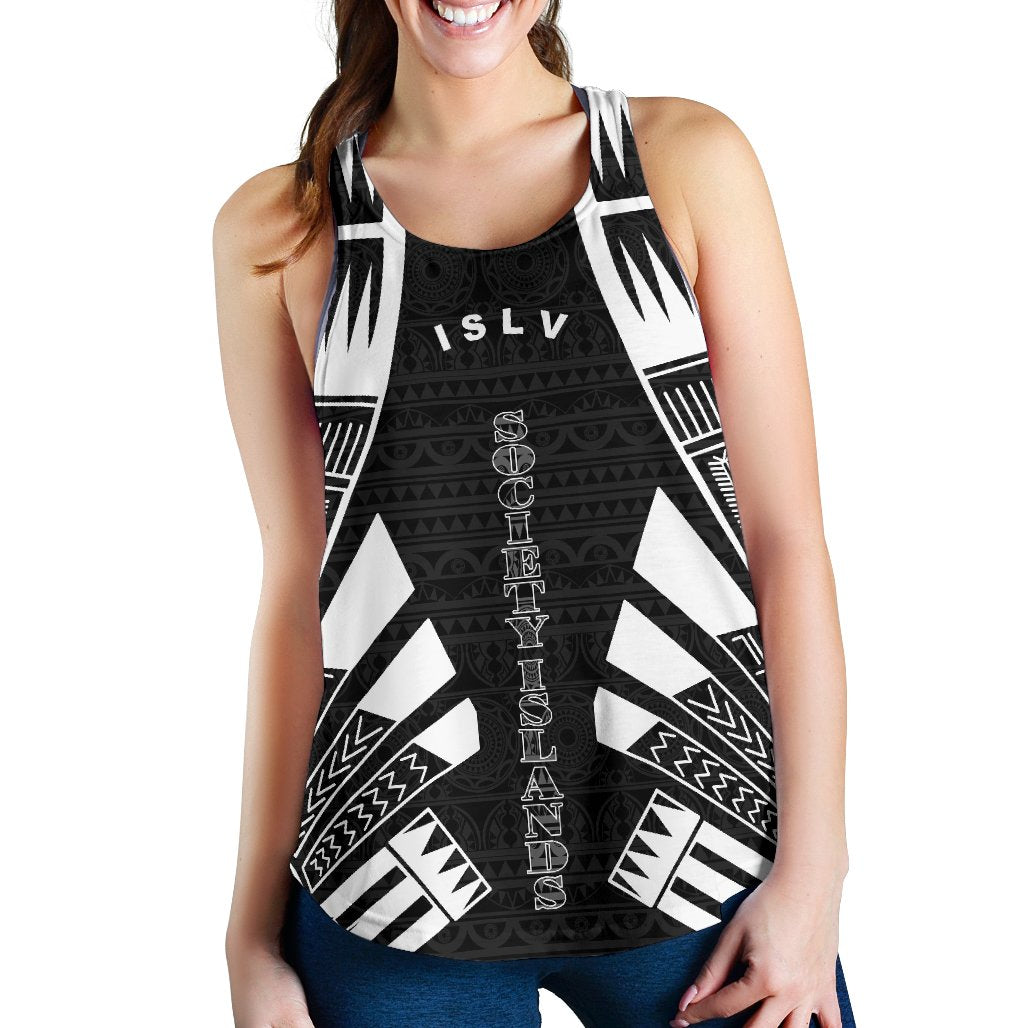 Society Islands Women Racerback Tank - Polynesian Tattoo Black Black - Polynesian Pride