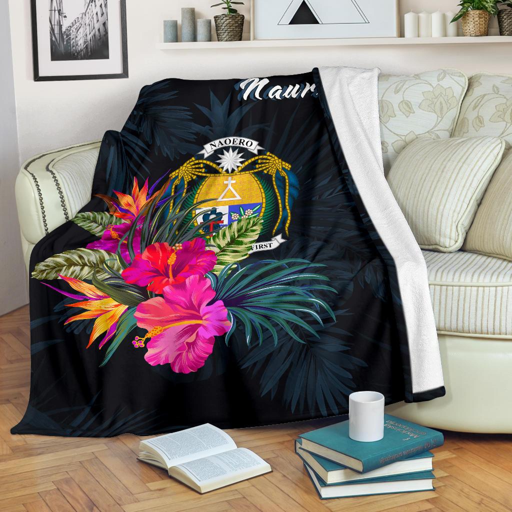 Nauru Polynesian Premium Blanket - Tropical Flower White - Polynesian Pride