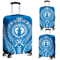 Northern Mariana Islands Luggage Cover - Micronesian Tribal Blue Blue - Polynesian Pride