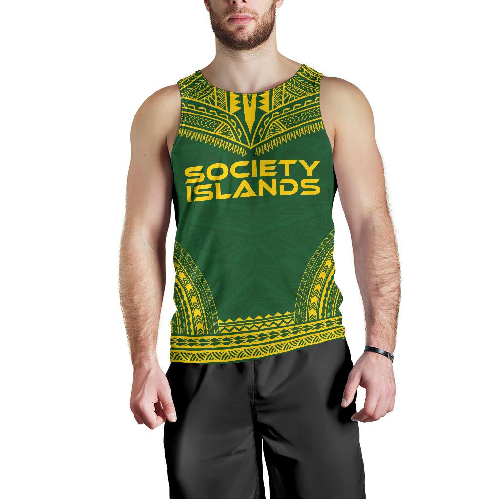 Society Islands Men's Tank Top - Polynesian Chief Flag Version Green - Polynesian Pride