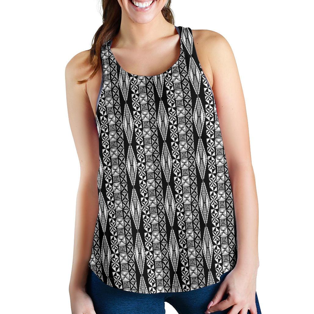 Polynesian Women Racerback Tank Top 9 Black-White - Polynesian Pride