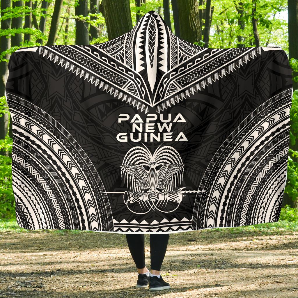 Papua New Guinea Polynesian Chief Hooded Blanket - Black Version Hooded Blanket Black - Polynesian Pride