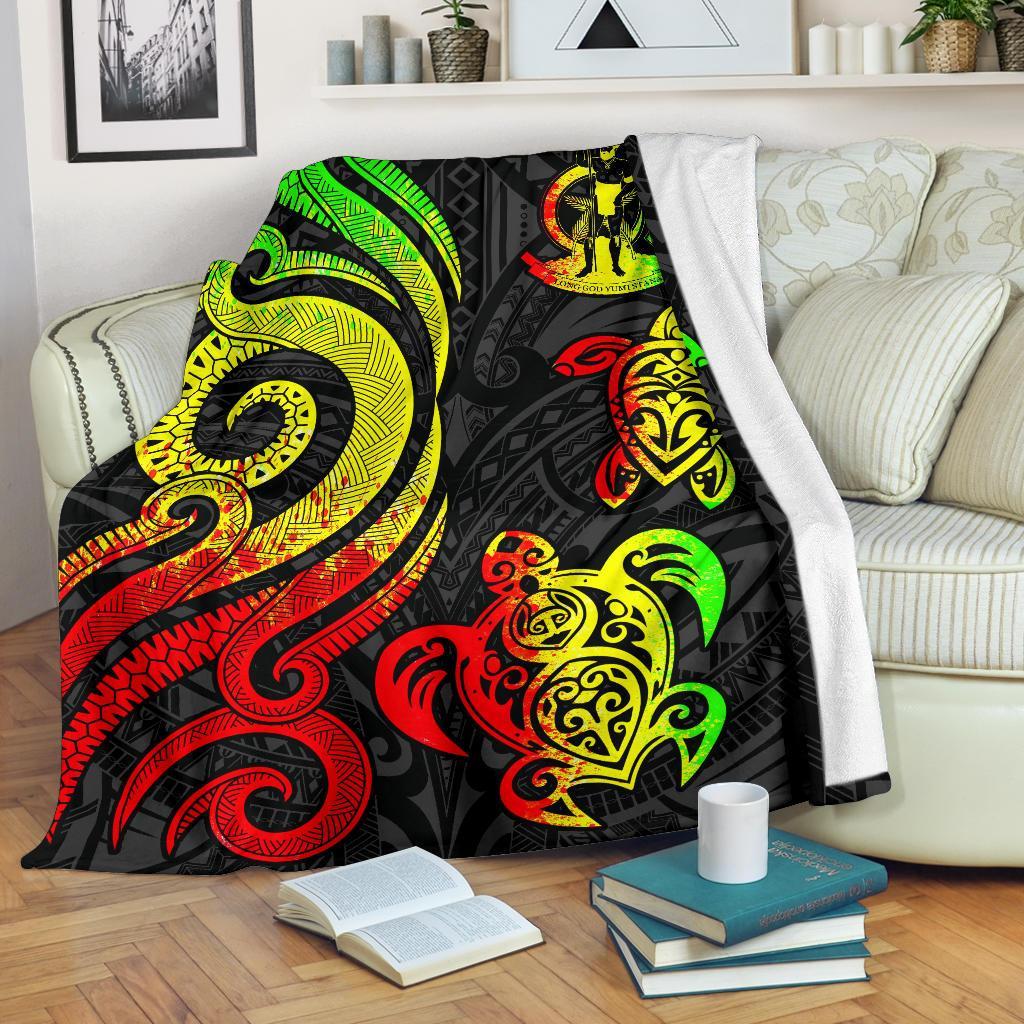 Vanuatu Premium Blanket - Reggae Tentacle Turtle White - Polynesian Pride