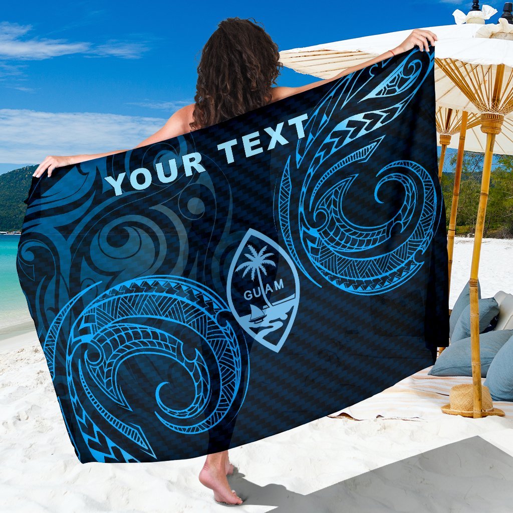 Custom Personalised Guam Sarong - Spiral Pattern Sarong - Guam One Size Black - Polynesian Pride