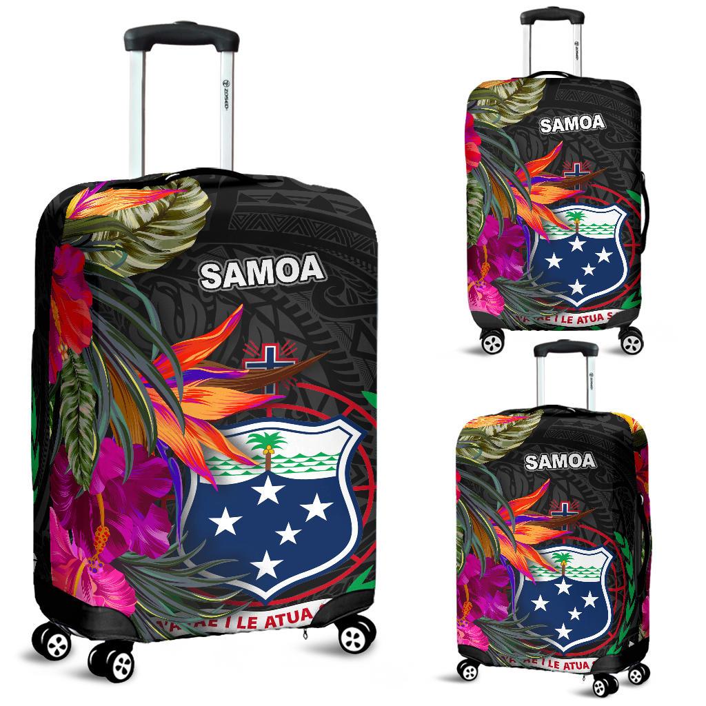 Samoa Luggage Covers - Polynesian Hibiscus Pattern Black - Polynesian Pride