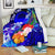 Federated States of Micronesia Custom Personalised Premium Blanket - Humpback Whale with Tropical Flowers (Blue) White - Polynesian Pride