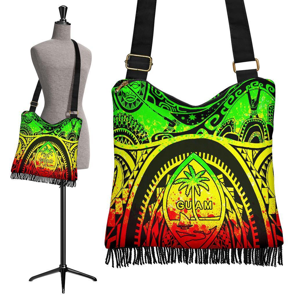 Polynesian Boho Handbags - Guam Flag, Seal with Maui Moana Tattoo - Polynesian Pride