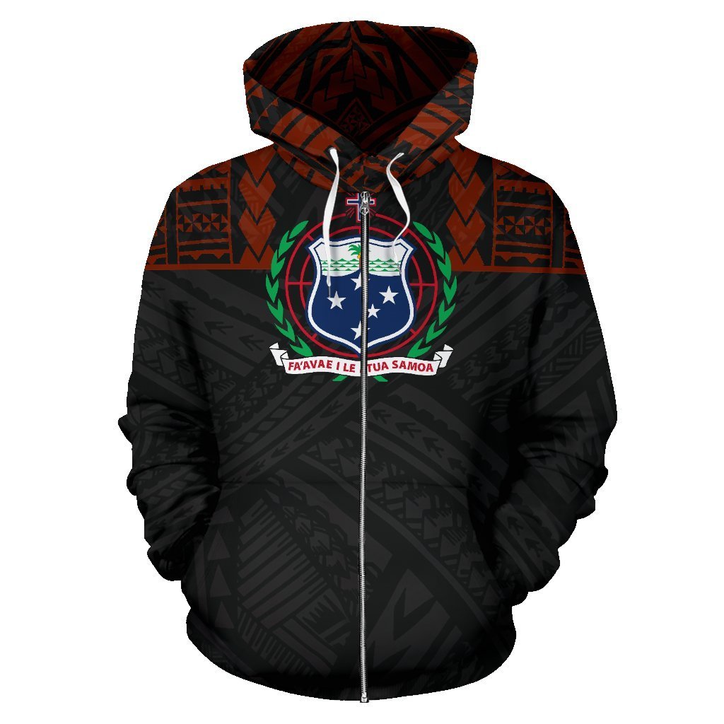 Samoa All Over Zip up Hoodie Polynesian Is Front - Polynesian Pride