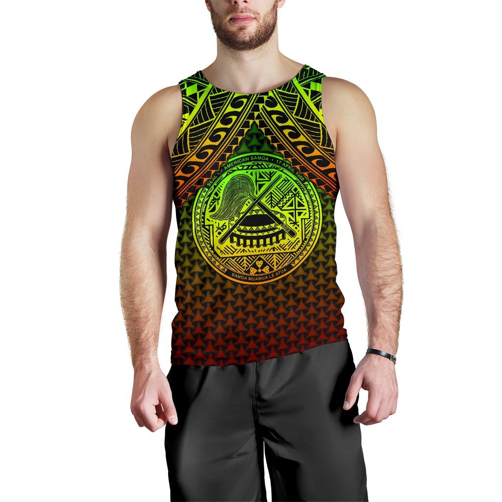 Polynesian American Samoa Men's Tank Top - Reggae Vintage Polynesian Patterns - Polynesian Pride
