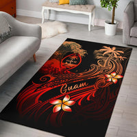 Guam Polynesian Area Rug - Plumeria Flowers And Waves Red - Polynesian Pride