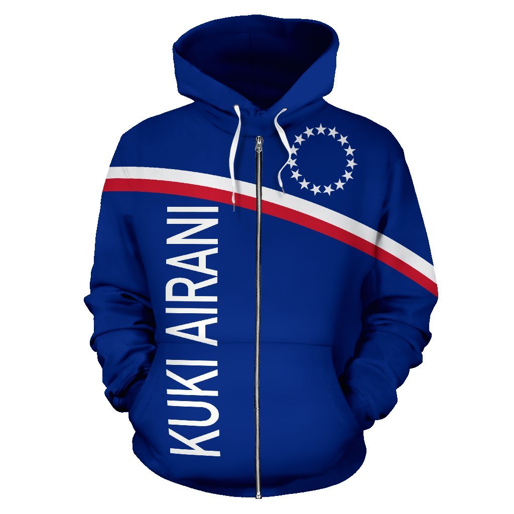 Cook Islands All Over Zip up Hoodie Polynesian Curve Version - Polynesian Pride