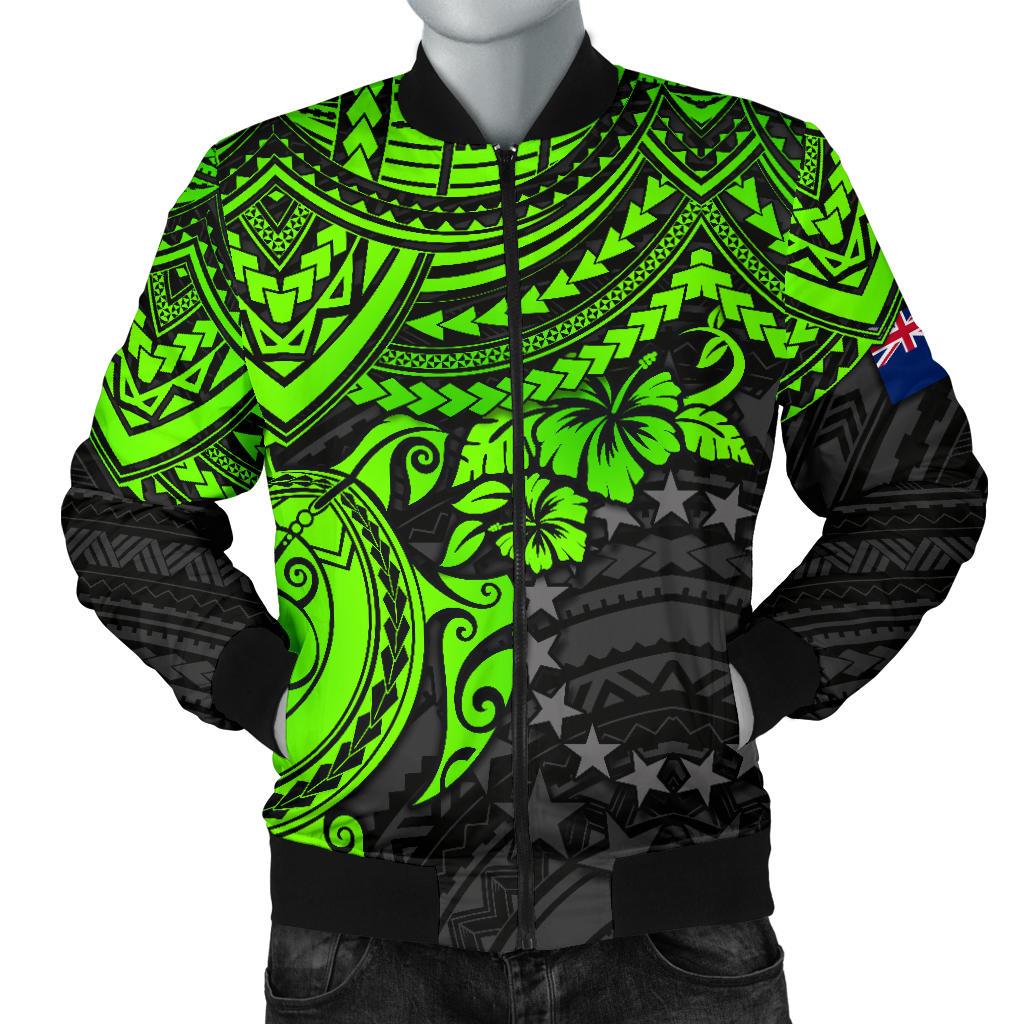 Cook Islands Polynesian Bomber Jacket (Men) - Green Turtle Green - Polynesian Pride