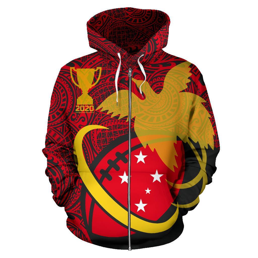 Papua New Guinea Rugby Zip up Hoodie Papua New Guinea Flag Rugby 2020 Polynesian Tattoo TH0 - Polynesian Pride