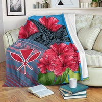 Hawaii Turtle Hibiscus Kanaka Pink Style - Premium Blanket AH - Polynesian Pride