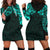 New Zealand Women'S Hoodie Dress, Maori Polynesian Tattoo Turquoise Turquoise - Polynesian Pride