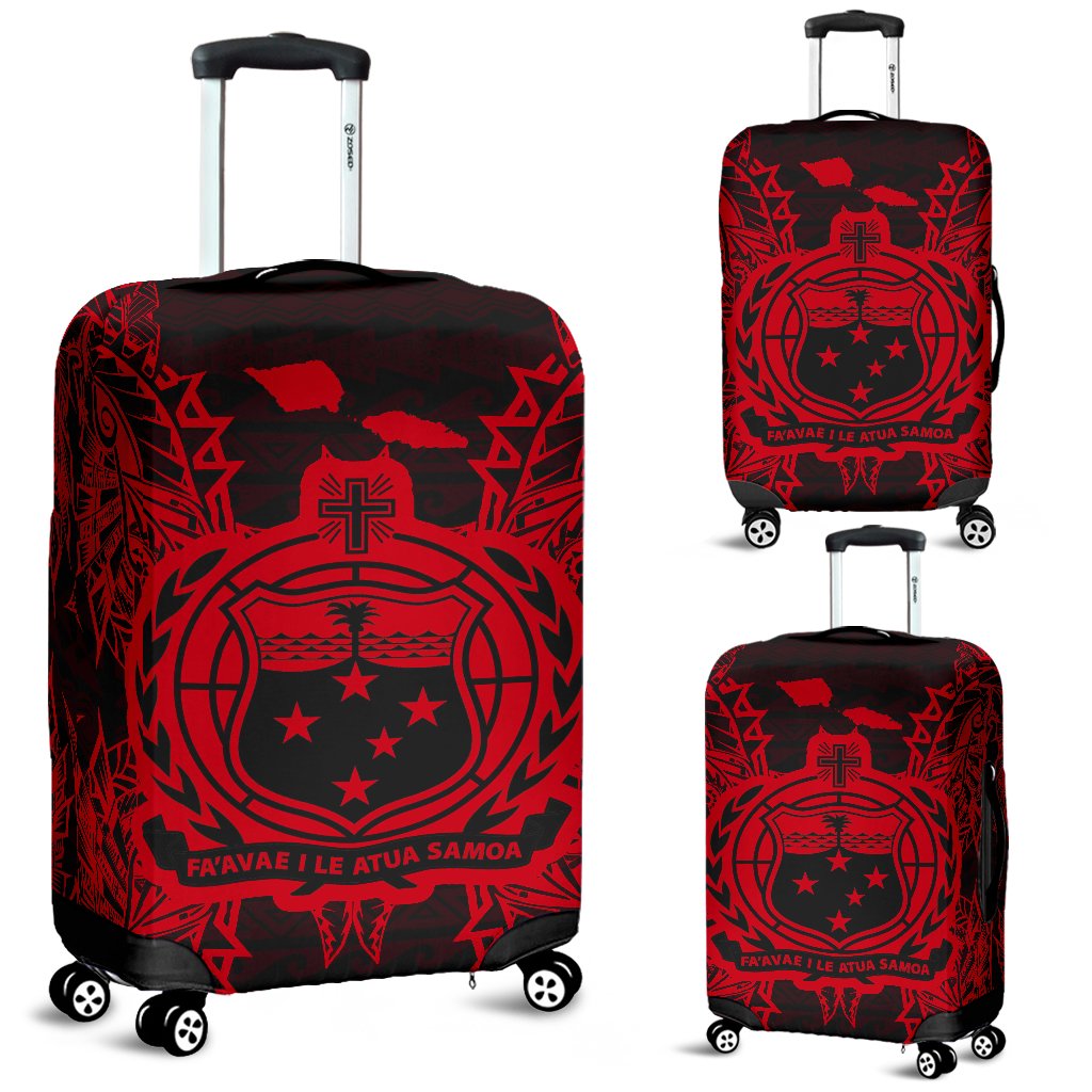 Samoa Polynesian Luggage Covers Map Red Red - Polynesian Pride