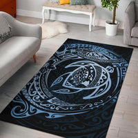 Hawaiian Map Turtle Polynesian Circle Rug AH Rug Blue - Polynesian Pride