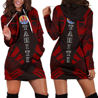 Tahiti Hoodie Dress - Polynesian Tattoo Red Red - Polynesian Pride