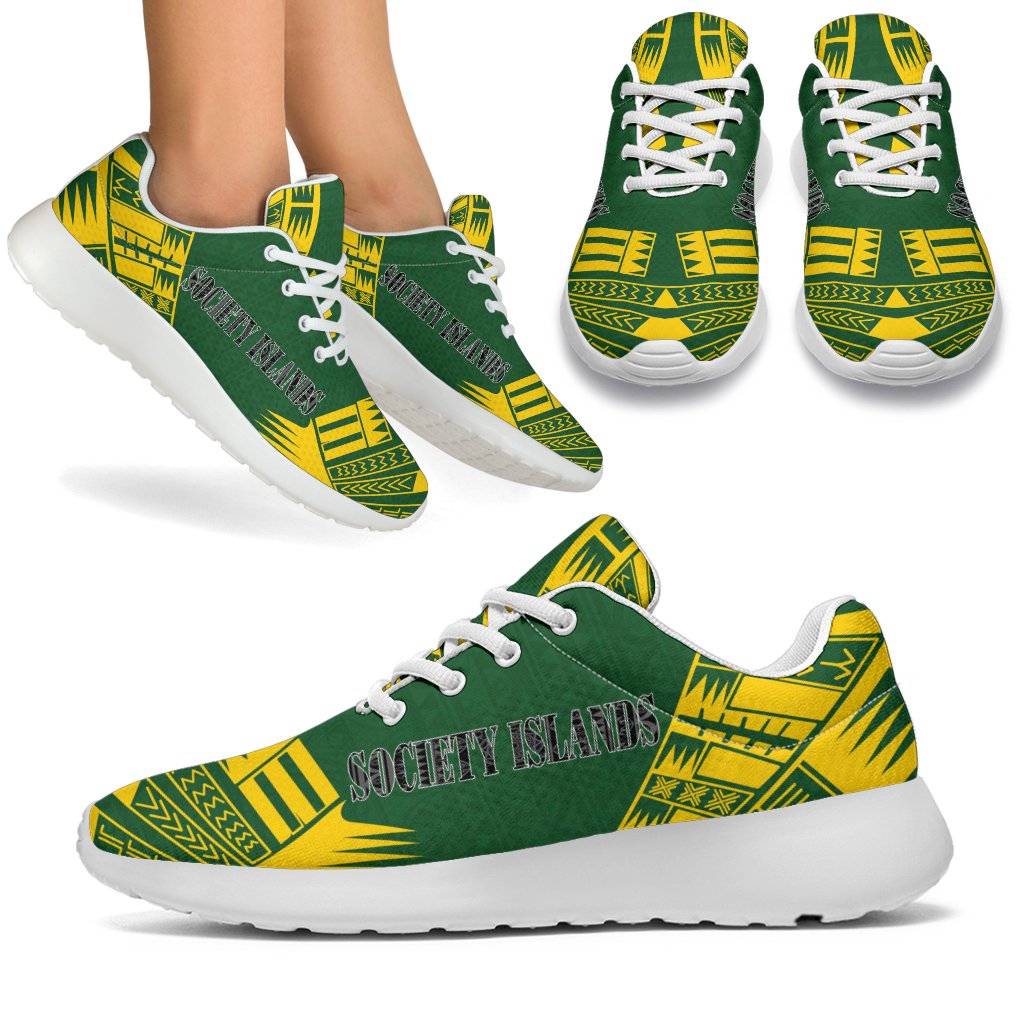 Society Islands Sport Sneakers - Polynesian Tattoo Flag White - Polynesian Pride